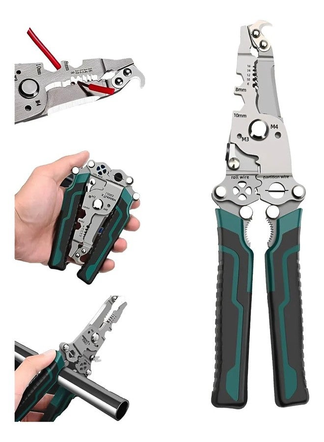SUNNIFA Foldable Multi-Function Wire Stripper and Crimping Pliers, Wire Cutter, Cable Stripper, Electrician Hand Tool with Safety Lock, 8.07 Inch - Image 1